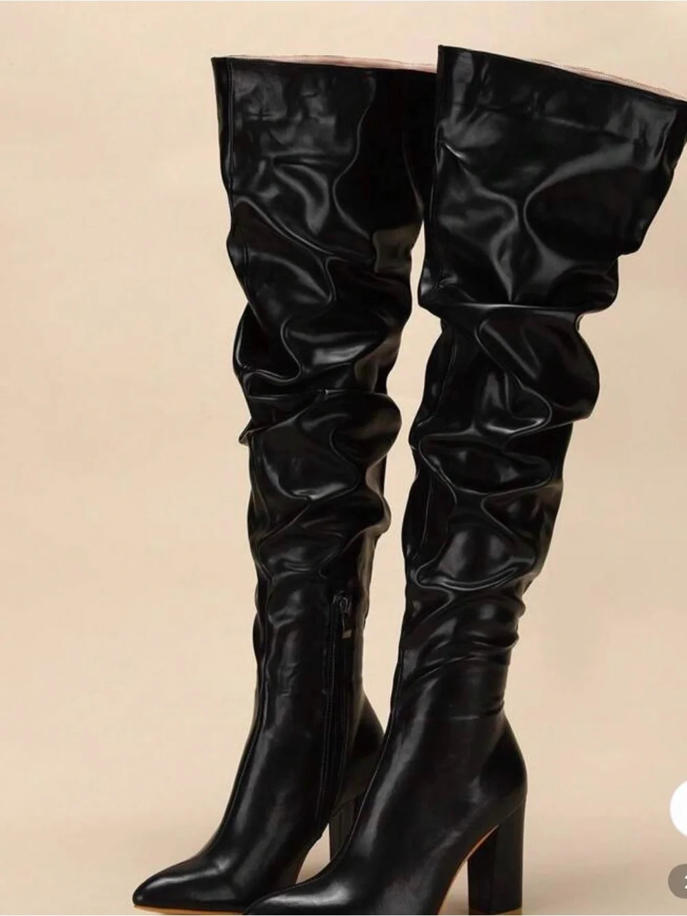 Fashion Nova Black Over-the-Knee Slouchy High Heel Boots
